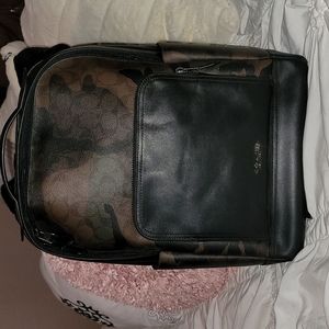 Coach Black and Brown Camo Signature Canvas Backpack